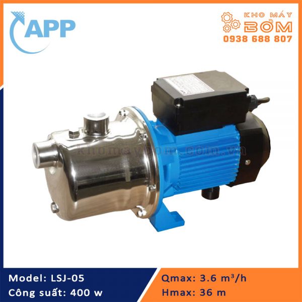 Máy bơm nước gia đình bán chân không đầu inox APP LSJ-05 (400w/220v)